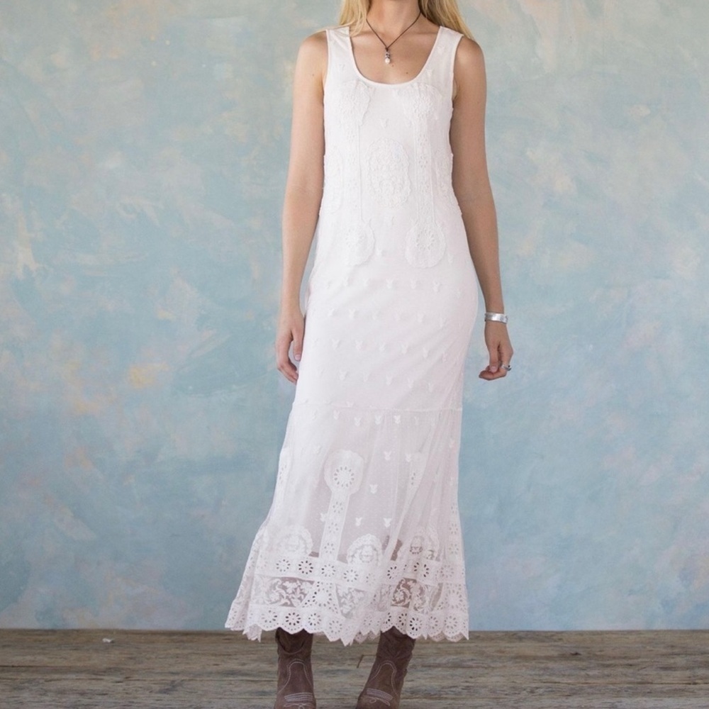 Sundance Gracious Days Embroidered Maxi Dress Large